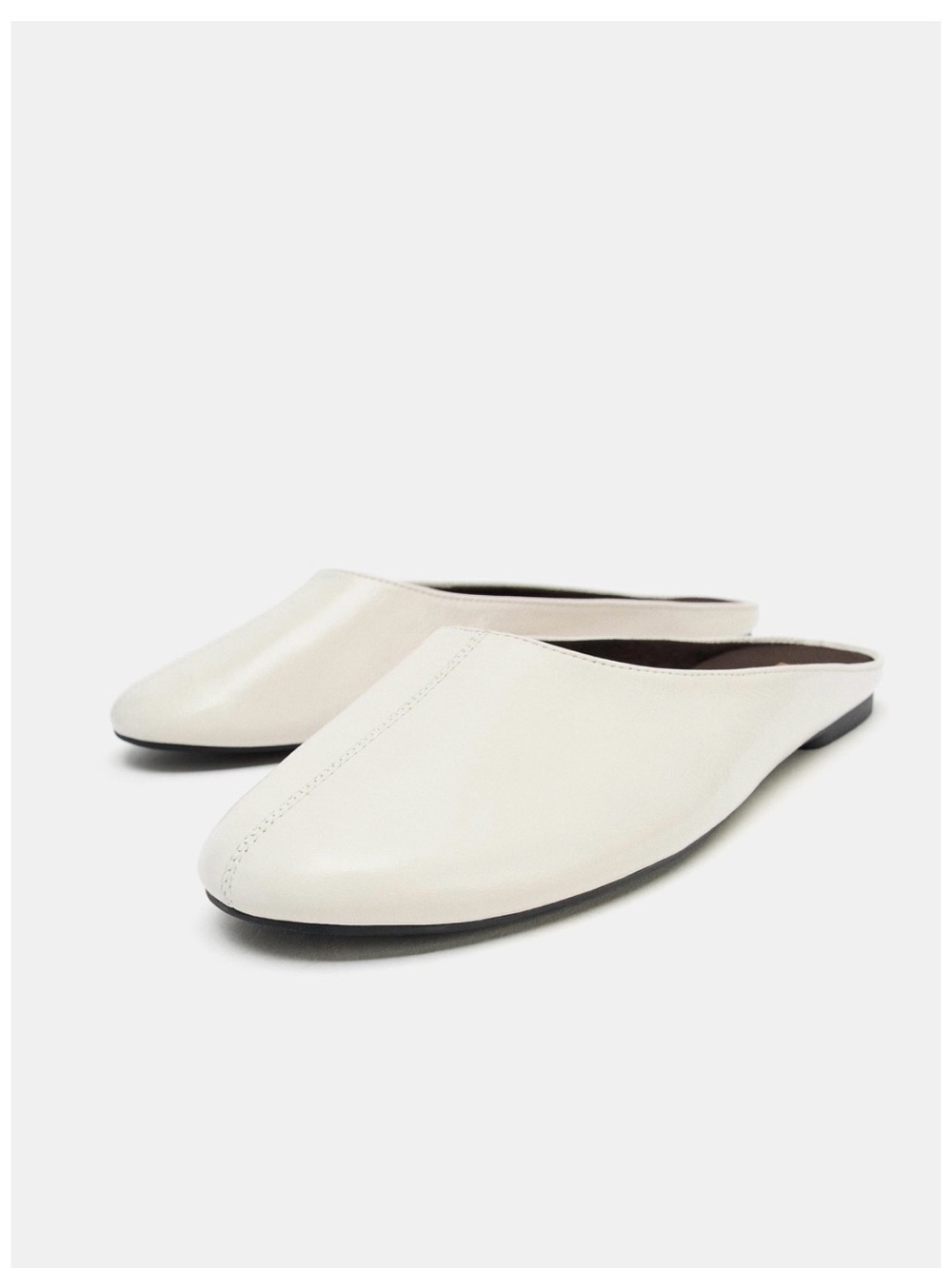 Zara white leather women mules